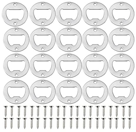 Wlauqueta Flaschenöffner-Set, 20 runde Flaschenöffner-Sets für Schlüsselanhänger, Basteln, Bierschlüssel, Flaschenöffner, Korkenzieher