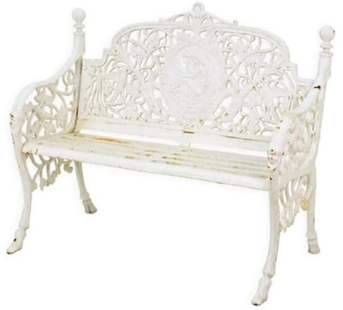 Casa Padrino baroque garden bench antique cream white 106.5 x H. 90 cm - Cast iron garden bench - Cast iron garden furniture - Baroque garden furniture - Garden furniture in baroque style
