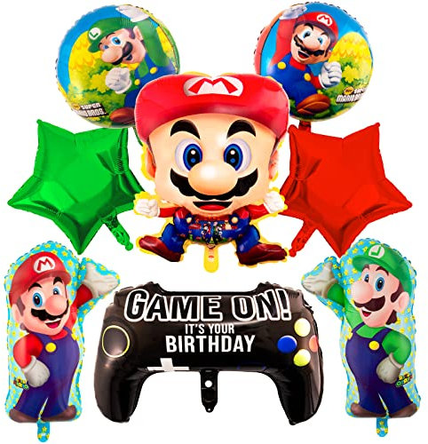 ballon Chukua 10 PCS Super Luftballons Geburtstag Deko Jungen Mädchen Ma-rio Folienballon Bros Geburtstagsdeko für Kindergeburtstag Ballon Thema Party Supplies Dekoration