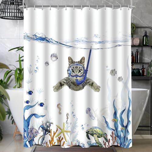 Lerores Tenda da doccia 240 x 180 cm, in tessuto antimuffa, con orlo appesantito, impermeabile, lavabile, in poliestere, 16 con occhielli e anelli per tenda da doccia, per bagno, vasca da bagno