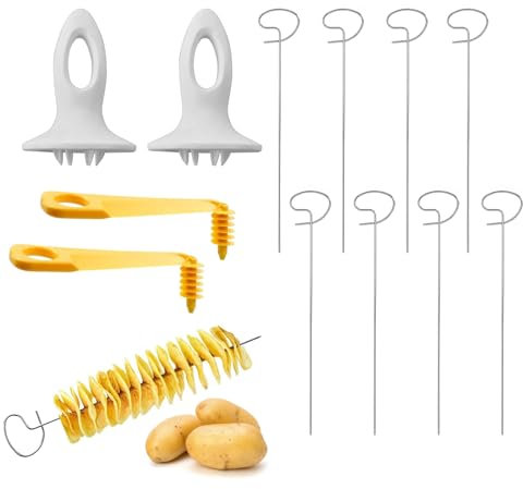 Wekuw 2 Stücke Spiralschneider Gemüse Kartoffelschneider Spiralschneider Kartoffel Kartoffel Spiralschneider Kartoffelturm Maschine Geeignet für Kartoffelturmpartys, Grillabende und Camping