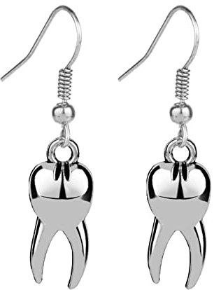 Generic Silber Ohrringe Lustige Zähne 1 Paar 3D Zähne Ohrringe Weinglas (A-Silver, One Size)