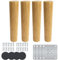 Eidoct Solid Wood Furniture Legs Cabinet Legs Wooden Table Legs Chair Legs Furniture Legs Dresser Legs Sofa Replacement Legs, Legs with Non-slip Mat, Screws & Mounting Plate(12'' / 30cm), (A-154)