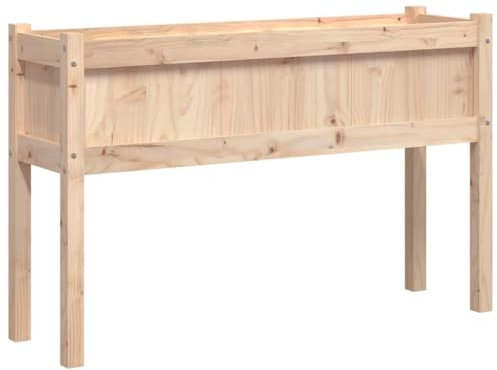 vidaXL Jardinera con Patas Elevada Rectangular para Plantas y Flores - Macetero Exterior para Balcón y Terraza de Madera Maciza de Pino