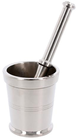 Pestle And Mortar Set Stainless Steel Mini Spice Herb Grinder Bowl Hand Crusher Khal Basta Dasta Seasonings Pastes Pill Mash Grinding For Fresh Pesto Guacamole Dressing Garlic Coffee Beans (Size 4)