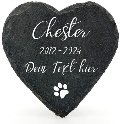 Individueller Personalisiert Herzform Tiergrabstein Schiefer Gedenkstein für Hund, Katze und andere Haustiere Tiere - Größe | 10 x 10 cm | - Dein Text