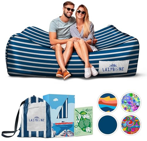 Chillbo Lazybone Aufblasbare Couch – Ultimative aufblasbare Liege für maximale Entspannung – die perfekte aufblasbare Couch für Musikfestivals oder aufblasbare Couch für Camping – Blau (Nautical Blue)