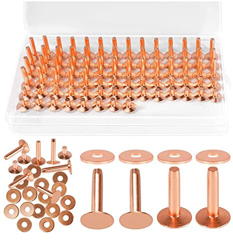 JNJOOD 154 remaches de cobre para , remaches de piel , remaches de cobre puro y desbarbados para chaqueta vaquera de piel