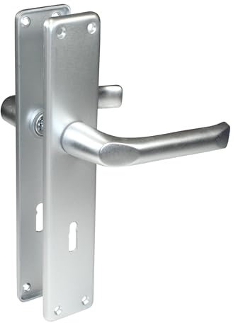 SN-TEC Renovierungs Schild Türbeschlag für Zimmertüren, Innentüren, Badezimmertüren, Eingangstüren, Aluminium F1, für Türstärke 20-47 mm (BB Buntbartschlüssel, Renovierungsschild 47mm x 240mm)