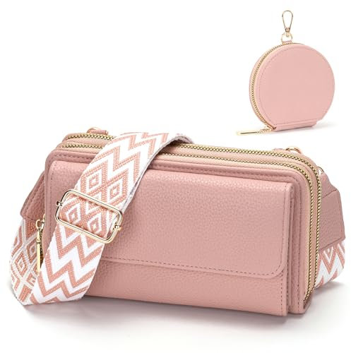 Snmoec Handytasche mit geldbörse zum umhängen Handy umhängetasche Damen klein Handytasche zum umhängen Crossbody Bag Damen Bags for Women Rosa