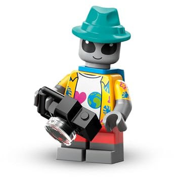 Alien-Tourist (Alien Tourist), Lego Minifiguren Serie 26 Espacio (Series 26 Space), figura coleccionable individual, juego completo con soporte y accesorios, CMF (col26-3)