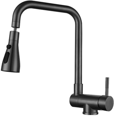XJTNLB Rubinetto Cucina Pieghevole Fragranite da Finestra Nero Rubinetto Abbattibile Cucina Rubinetti per Lavelli da Cucina Beccuccio Girevole a 360 Gradi