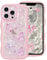 ROSEHUI for iPhone 13 Pro Max Case,Cute Butterfly Curly Wave Phone Case with Sparkly Glitter Bling Star,Clear Anti-Yellowing Camera Protection Soft TPU Shockproof Protective Cover for Girls-Pink