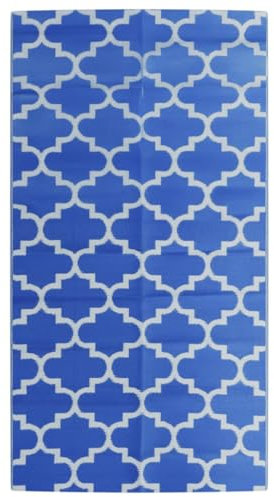 vidaXL Outdoor Teppich, Gartenteppich Beidseitig, Balkonteppich Terrassenteppich UV-beständig, Läufer Teppich für Balkon Terrasse, Blau 80x150cm PP