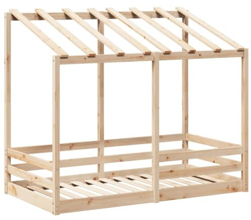 vidaXL Kinderbett mit Dach, Bettgestell mit Dach Latten, Holzbett für Kinderzimmer, Bett Einzelbett, Modern, 80x160cm Massivholz Kiefer