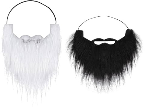 SSKHE Party Neuheit Fake Beard, Realistischer Halloween Bart, Lustiger Bart, Weihnachtsmann Bart Gefälschter Schnurrbart mit Gummiband für Maskerade Maske Halloween Weihnachten Supplies, schwarz /