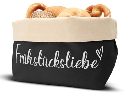 COZYINT moderner Brotkorb aus Stoff | Brottasche | Brötchenkorb | Brotkorb modern! (Schwarz (Beige Innentasche))