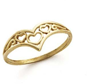 JewelryWeb 14ct Yellow Gold V Shape Cutout Love Heart Ring Size 7.0 Statement-Ring for Women