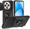 Cover per Oppo Oppo Reno 12 F 5G/Reno 12 FS 5G, Custodia Scorrevole Protezione Fotocamera Militare Antiurto Case con 360° Magnetica Anello Rotante Supporto e TPU Silicone + PC Bumper All'aperto, Nero