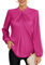 Comoda Top da Donna Camicetta Lunga Camicia con Papillon Moda Cl2199-13 Rosa Rosso L