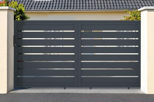 Casanoov Portail coulissant 4m VOGEL H.160cm aluminium gris