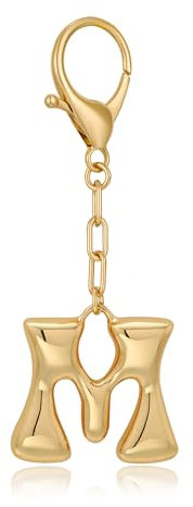 WOWORAMA Schlüsselanhänger mit Anfangsbuchstaben für Damen klobiger Taschenanhänger mit Blasenbuchstaben „M“ goldene Geldbörsenanhänger fü Handtaschen personalisierte Accessoires Geschenke für Damen