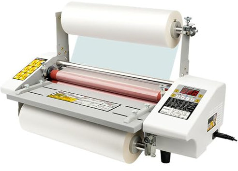 Heiß-/Kaltrollen-Laminiergerät, Geschwindigkeit 0,3–3 m/min einstellbar/0–180 °C einstellbar, ein- und beidseitiges Thermo-Laminiergerät für Schule und Büro