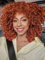 YEESHEDO Afro Perücke Ingwer rot Brazilian Synthetische Brasilianisches Verworrene Lockige Natürliche Haar für Frauen, Kinky Curly mit Pony kurze Perücken für Damen (Ingwer rot)