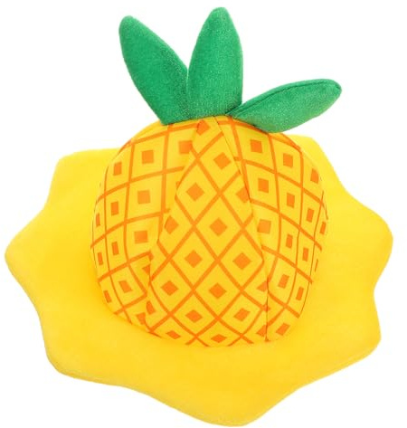 DEARMAMY Elastischer Faser Ananas aus Kopfbedeckung für Erwachsene | Gelb, für Festliche Feiern und Geburtstage, Fischerhut Ananas