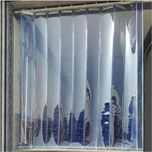 ELzEy PVC-Streifenvorhänge, verschiebbare, transparente, Gefrorene Türvorhänge aus Kunststoff, Faltbare Lamellen aus weichem for die Reinraumküche(2.8mX2.2m)