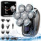 ZLSPON Cabeza de la Cabeza para Hombres calvos, 5 en 1 Kit de Aseo de Barba húmedo/seco Giratorio para Hombres, afeits de Cabeza 7D mejoradas flotando con Pantalla LED y Carga USB Bright Day