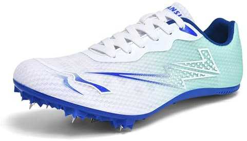sekiueo Zapatillas De Atletismo con Clavos para Hombre Ligeras para Carreras De Velocidad Saltos Y Niños Y Niñas,Azul,44 EU