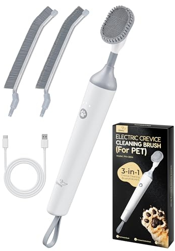 Brosse de Nettoyage Électrique, PalNests Brosse à Joints avec Lumière LED, 3 Vitesses Réglables pour Cuisine, Carreaux de Salle de Bain, Bacs à Litière et Pattes d'animaux, Pattes de Chien