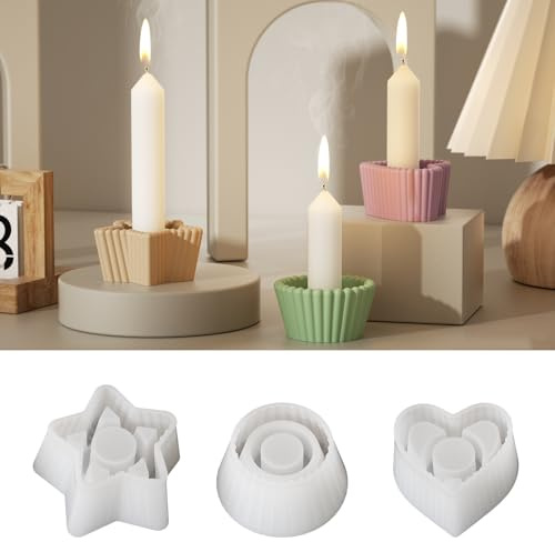 3 Stück Silikonform Kerzenhalter, Gießformen für Kerzenhalter, DIY Silikonformen für Beton, Gips und Harz, Ideal für Handwerker und Geschenke