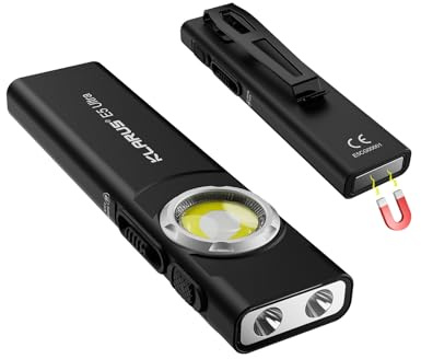 klarus E5 Ultra Taschenlampe, 800 Lumen EDC-Taschenlampe, ultradünn, dreifach leuchtend, USB-aufladbar, mit magnetischem Ende und Clip, helles Arbeitslicht für Wandern und Camping