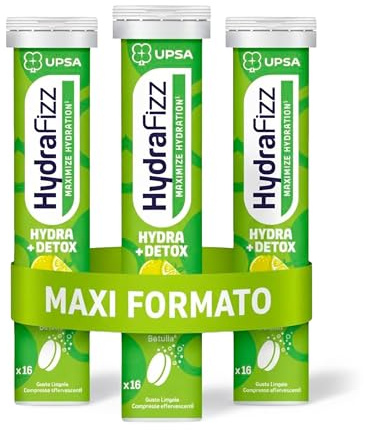 UPSA Hydrafizz Detox, Elettroliti, 48 Compresse Effervescenti, Gusto Limone | Integratore Alimentare con Elettroliti, Carciofo, Zenzero e Vitamina C, Idratazione e Depurazione, Aiuta a Ridurre Stanchezza