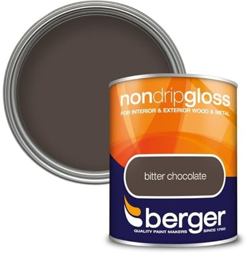 SuperGift.com Non Drip Gloss Paint Bitter Chocolate 750ml – High Gloss Finish for Wood & Metal, Easy-Apply Trim Paint for Doors, Skirting, Radiators & DIY Projects