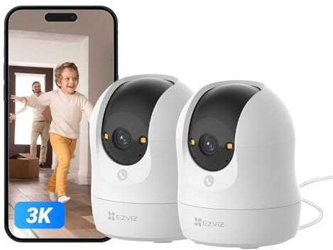 EZVIZ C6N G1 3K 5MP WLAN Überwachungskamera Innen, 360 PTZ (2er Pack) | Personenerkennung, Auto-Zoom-Track, 2.4 GHz WiFi Kamera Indoor, Farbnachtsicht, Kompatibel mit Alexa, keine Monatsgebühr