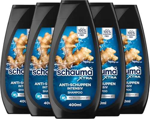 Schauma XTRA Anti-Schuppen Shampoo Intensiv (5x 350 ml), Haarshampoo bekämpft starke Schuppen ab der ersten Anwendung, Shampoo hilft bei juckender Kopfhaut