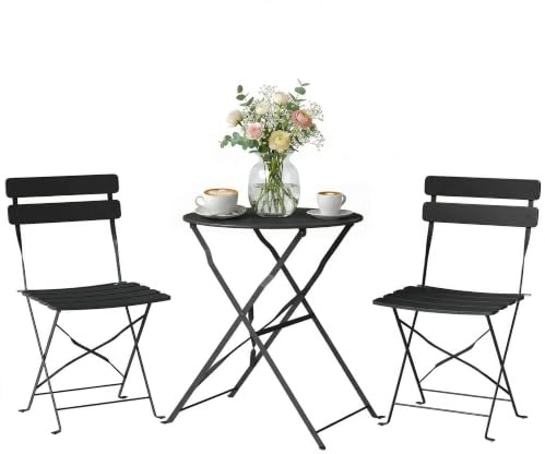 Outsunny Ensemble Bistrot de Jardin 3 Pièces san Montage Métal Noir