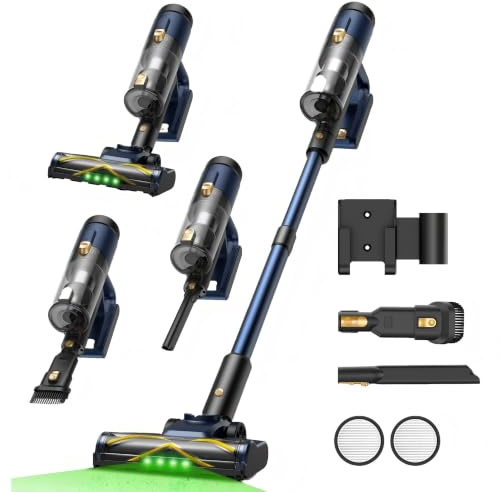 Vexilar Vacuum Cleaner V12,50KPa/50Mins Cordless Vacuum Cleaner,Anti-Tangle | Lightweight Cordless Vacuum,Touch Screen,5-Stage Filtration,Detachable Battery,GreenEye Tech,Idea Stick Vacuum for Pet Homes