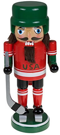 Clever Creations - Nussknacker-Eishockeyspieler mit Schlittschuhen, Helm & Schläger - Sammlerstück - Festliche Weihnachtsdeko - 100 % Holz - 22,9 cm