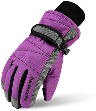 MAGARROW Jungen Winter-warme windundurchlässige Outdoor Sports Handschuhe klein (fit Kinder 6-7 Jahre alt) Lila