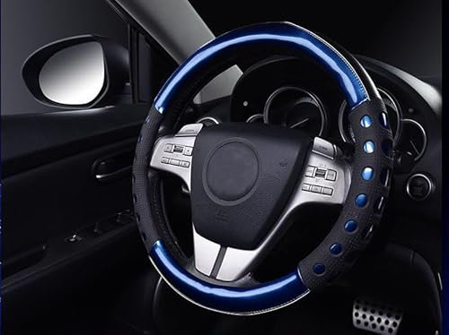 Istn Unisexs hochwertiger langlebiger Kunstleder Material und Rutschfestigkeit Universal Blau Lenkradabdeckung Auto Zubehör Dekor