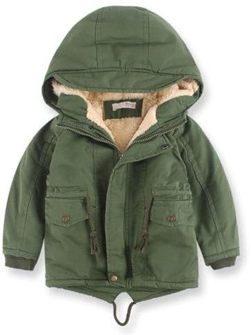 Odziezet Cappotto con Cappuccio Parka da Ragazzo Zip Up Impermeabile con Fodera Pelluccia Inverno 0-9 Anni