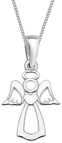 Pendentif ange gardien avec chaîne en argent 925 véritable pour enfants et filles
