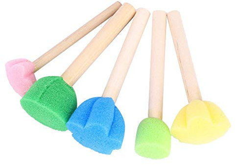 Zerodis 5 Stücke Kinder Malen Schwämme Bunte Mini DIY Malerei Schwamm Dichtungen Pinsel Werkzeug Holzgriff Eva Schwamm Roller Pinsel Graffiti Werkzeug für Kinder Malen