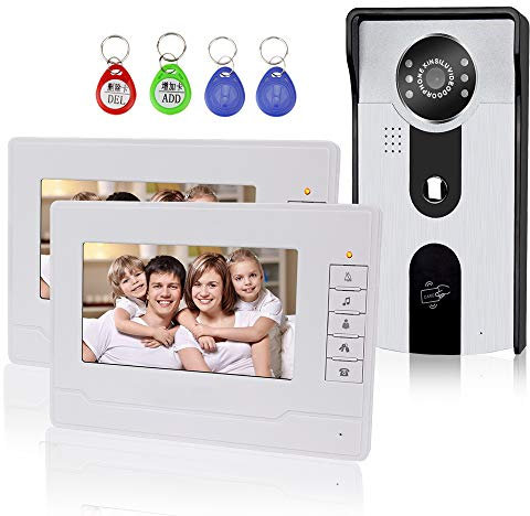 KDL 7Video Türklingel Türsprechanlage Intercom System RFID Zutrittskontrolle mit Zwei-Wege Audio/IR Nachtsicht/Multi Ring/Farbe HD Kamera Monitor für Home (2 Monitors)