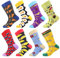 BONANGEL Herren Bunte Lustige Socken, Herren witzige Strümpfe, Fun Gemusterte Muster Socken, Verrückte Modische Mehrfarbig Klassisch als Geschenk, Neuheit Sneaker Crew Socken (8 Paar-Pizza3)