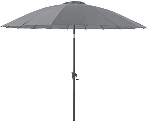 Proloisirs Parasol inclinable Fibre pagode 300 cm / 18 Baleines - manivelle - Gris/Cendre